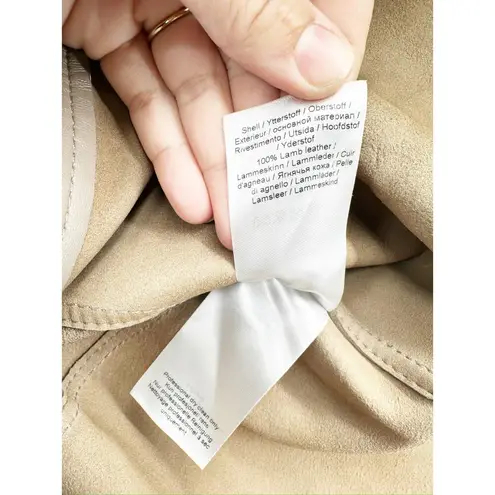 Ganni Fossil Brown Leather Snap Front Shirt Size 34 NWT