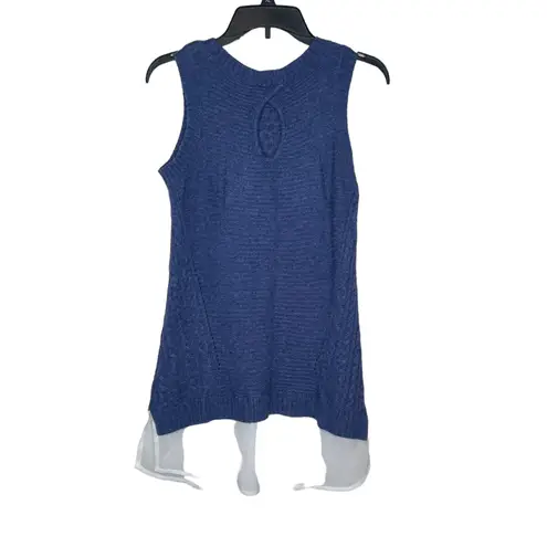 Moth Anthropologie Women Vest Sweater Tank Top Layered Keyhole Knit Blue XS