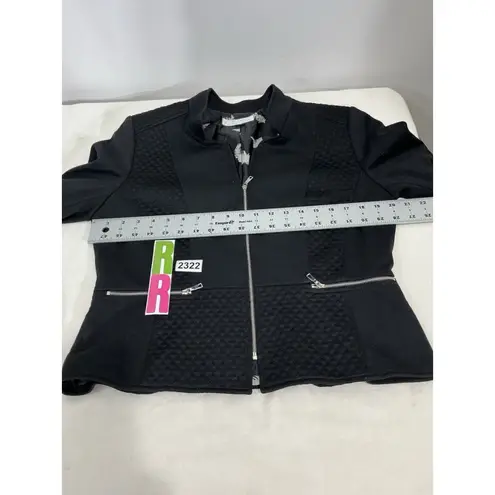 Tahari Womans Arthur S Levine Size 12 Black Zip Up Lined Cropped Jacket