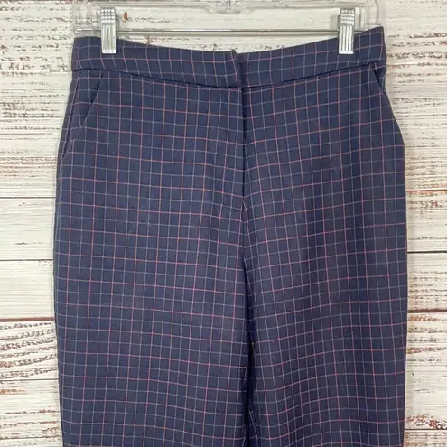 FRNCH Navy Plaid Straight Leg Crop Pants, EUC, Medium,