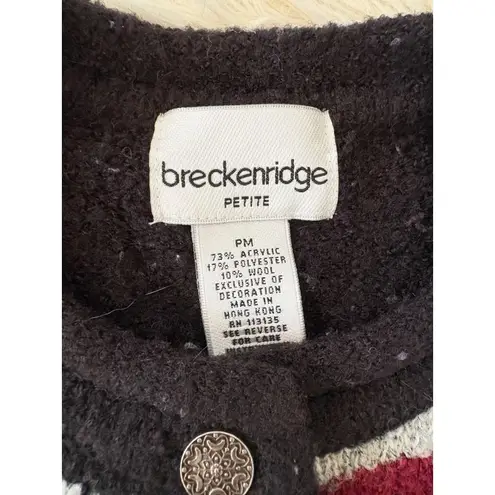 Breckenridge Vintage Petite Snowflake Patchwork Christmas Cardigan Sweater