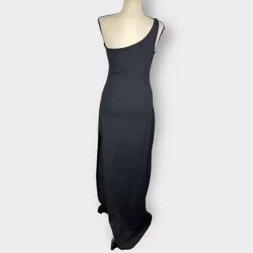 Susana Monaco One Shoulder Cutout Maxi Dress Women's Large Black Leg Slit NWT