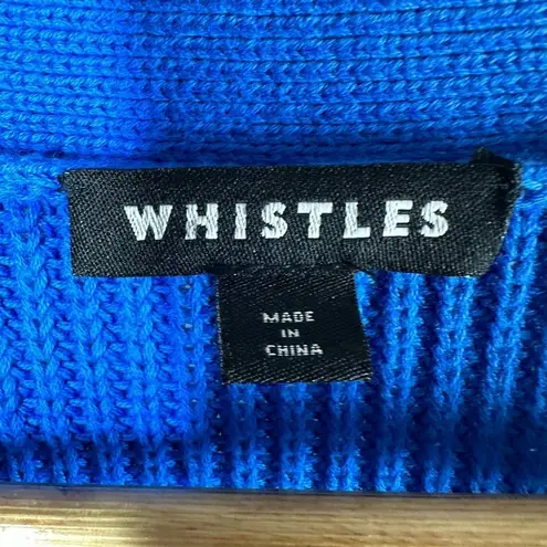 Whistles Mara Knitted Cotton Ribbed Cardigan Blue Size Large