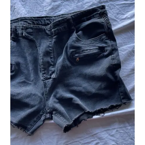 Balmain Vintage Paris Women’s Ribbed Knees Distressed Black Shorts Jeans Size 42