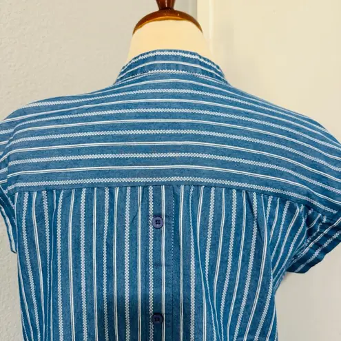Weekend Suzanne Betro Blue Striped Women's Relaxed Tunic Loungewear Top Size S