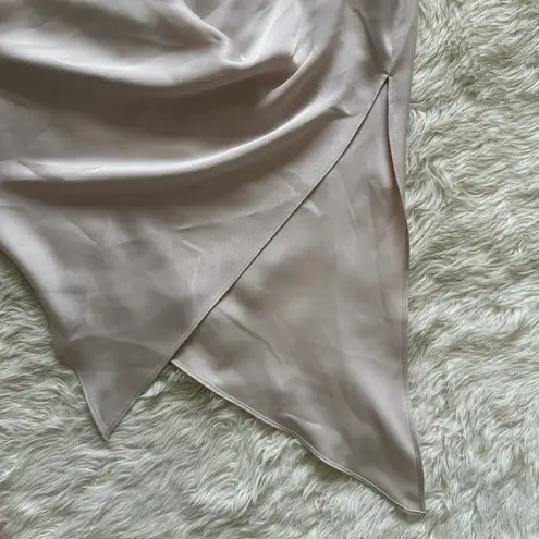 Ramy Brook Dress Kathleen One-Shoulder Asymmetric Oyster Nude 4 NWT New