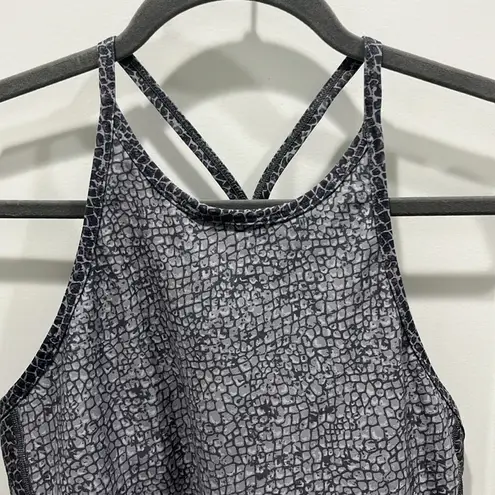 Summersalt The High Neck Midi Sports Bra Tank in Snake Print Gray Sz 14