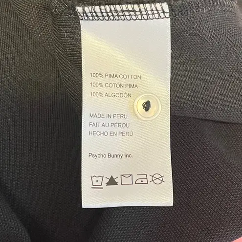 Psycho Bunny Pima Cotton Polo Shirt Skull Bunny Logo Black Gray Trim Small