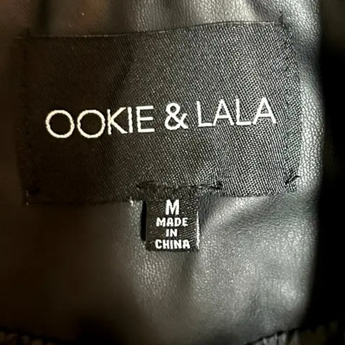 Ookie and Lala Women’s Faux Leather Moto Jacket Black Size Medium