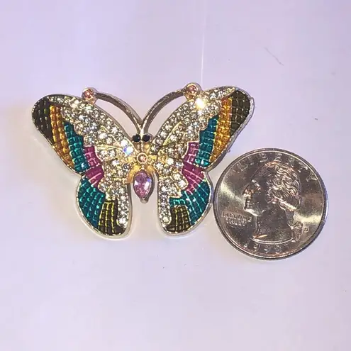 Elegant Multicolor Boho CZ Rhinestone Butterfly Brooch Green