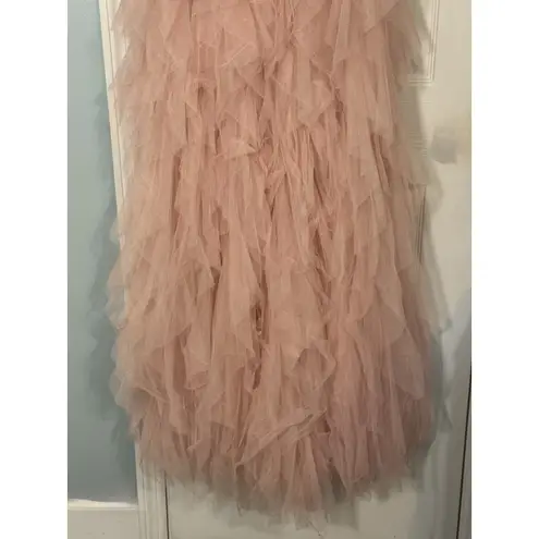 Faeriesty Light Pink Strapless Gown, Bra, Lace Front, Tulle Skirt, XS