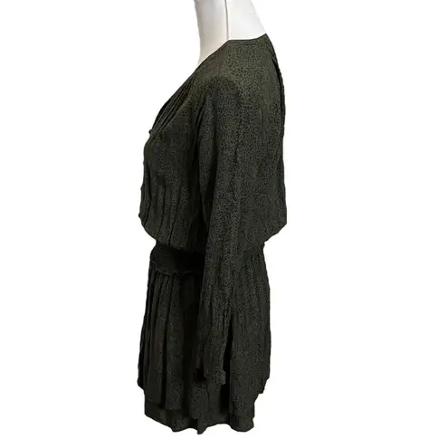 Rails Jasmine Dress Olive Speckled V Neck Mini Smocked Waist Women’s Small
