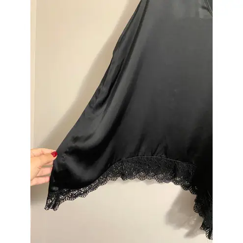 NWOT Intimissimi nightwear satin and lace nightgown slip w/handkerchief hem sz L Black