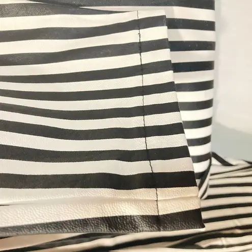 NEW Maison 9 Paris women's XS striped stretchy pleather elastic waist pants NWD Black