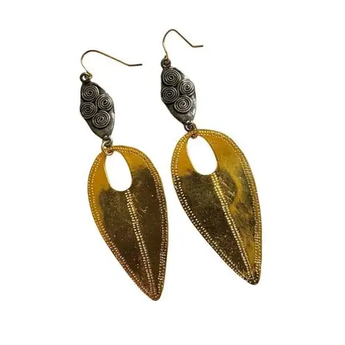 Devin Leigh 18k Gold Plated Hammered and Gun Metal Earrings