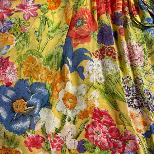 Royal Silk Vintage Floral Maxi Skirt Yellow Size undefined