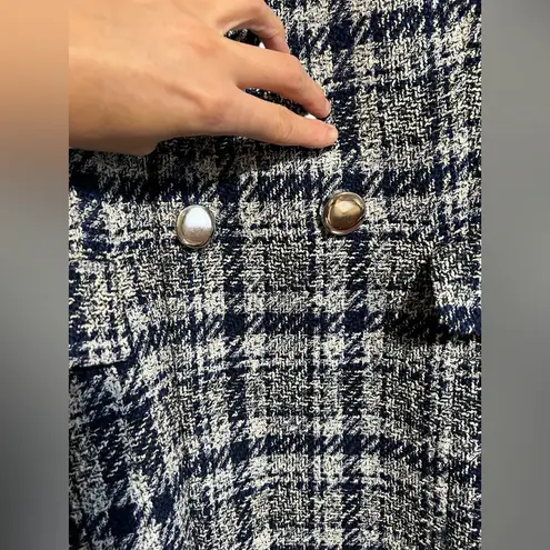 ZARA  Navy and White Plaid Blazer Dress