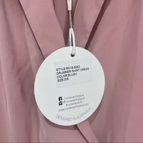 RUNAWAY THE LABEL Pink Asymmetrical Shirt Dress S