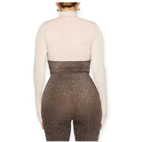 Naked Wardrobe | NWT | M | On the Glow Sparkle Colorblock Long Sleeve Crop Top