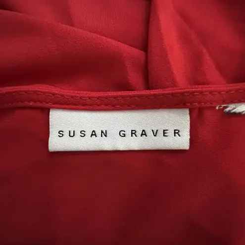 Susan Graver Shirt Womens 1X Red Tunic Top Liquid Knit Casual Work Versatile