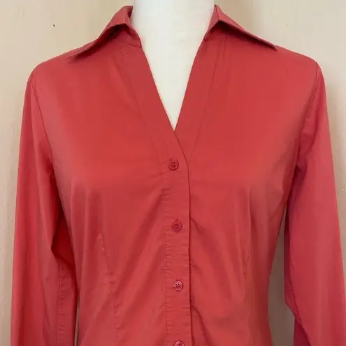 Worthington  Stretch Women’s Pink Rose Button Down Casual Shirt Sz 4