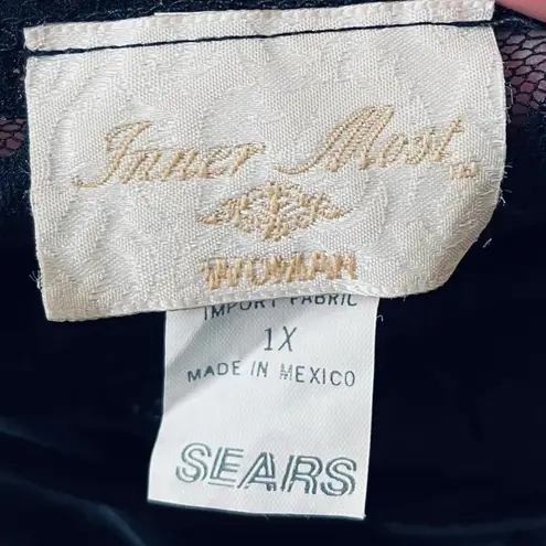 Inner Most Vintage 90s Black Goth Witchy Lace Beaded Lingerie Mini Slip Dress Size 1X