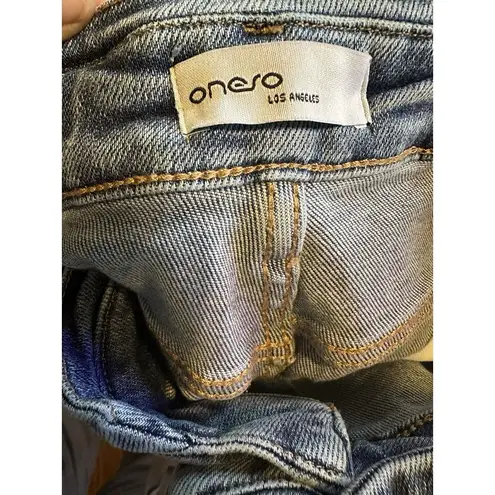 YA Los Angeles Womens Oneso Los Angeles Stretch High Rise Retro Boho Flare Jeans Size 34