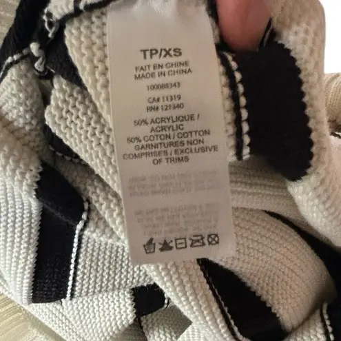 Dynamite Cropped Turtleneck Sweater Striped Snow White with Black Stripes XS