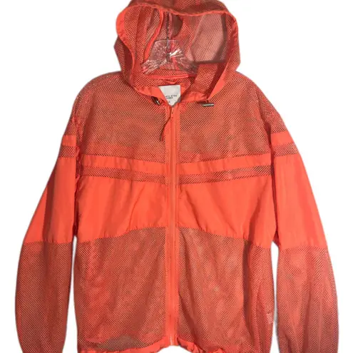 Angel Kiss Women's XL Orange Zip-Up Hooded Mesh Jacket
