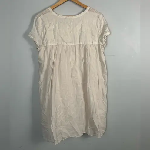 CP Shades cream linen short sleeve tunic top size large