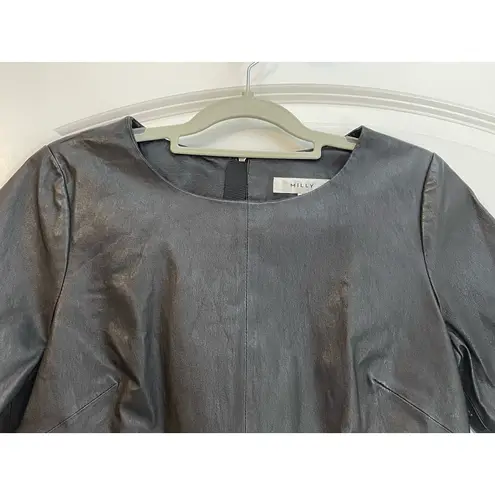 Milly Blouse Womens Size 8 Black Lambs Leather Dressy Holidays Office Siren