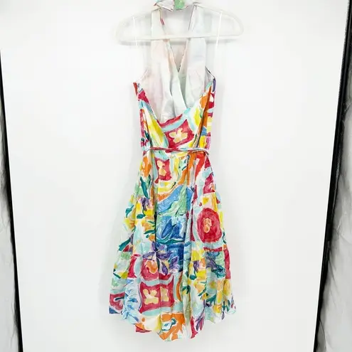 Ralph Lauren Lauren  Womens Watercolor Floral 100% Silk Halter Midi Dress Size 10