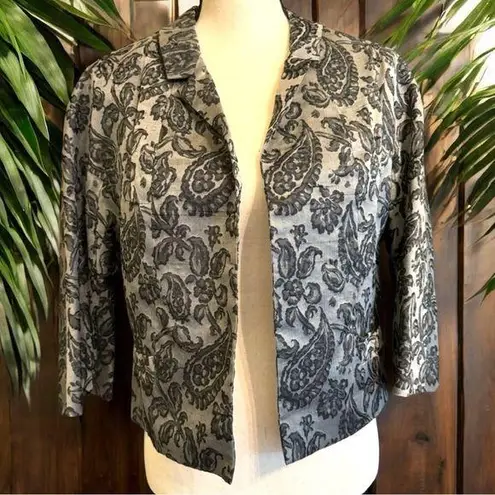 VINTAGE 60s Dynasty 100% Silk Jacquard Grey & Black Paisley Blazer