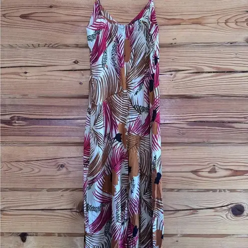 Novella Royale Jumpsuit with tropical print spaghetti straps size small