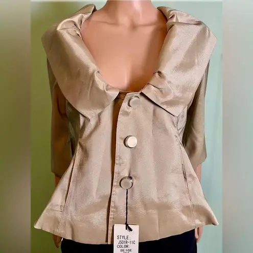Lindi By Aria Collection Reversible Jacket/ Top. Size Small. Beige Shimmer/Multi Tan