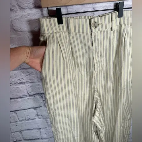 a.n.a  Striped Linen Blend cream color women’s wide leg pants size 10