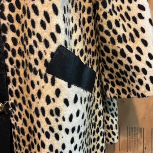 Vintage 50s 60s Afrikan Sportowne La France Leopard Cheetah Faux Fur Coat Sz 12 Brown
