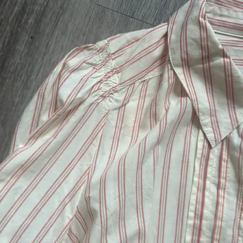 Floreat Cream Button Down Blouse 3/4 Sleeves Mandarin Collar Embroidered Office White Size 12