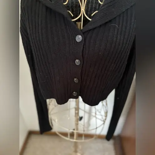 TALULAH Talulha black ribbed cropped button up sweater size S