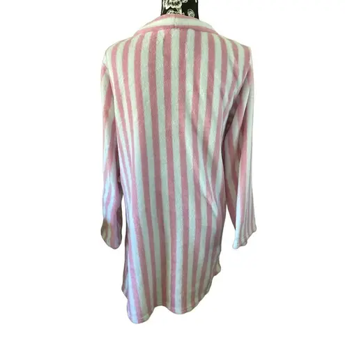 PJ Couture Striped Fleece Bath Robe Sleepwear Pajamas Pink Size L
