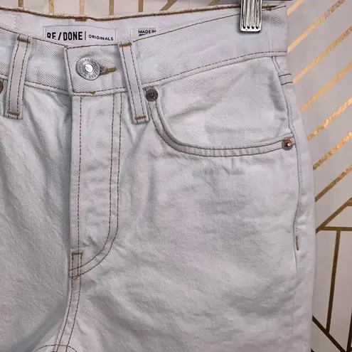 RE/DONE 80'S Long Denim Shorts in Bleach White
