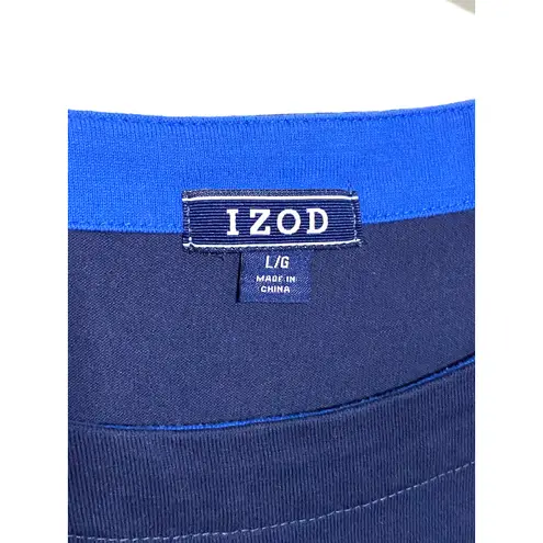 IZOD Woven Knit Dress Womens L Blue 3/4 Sleeve Boating Nautical Coastal Preppy