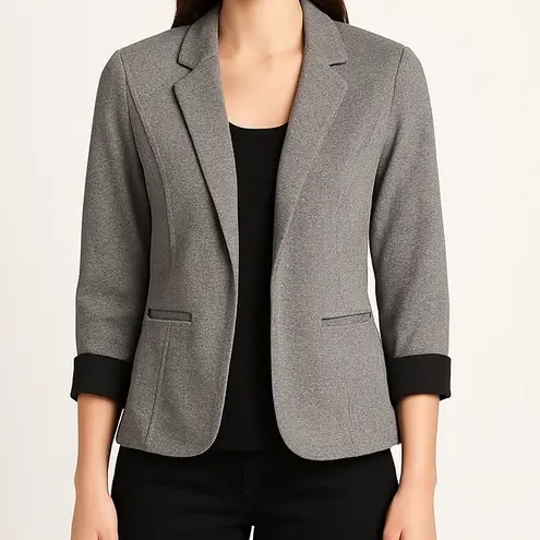 Skies Are Blue Gray Textured Knit Blazer 3/4 Sleeve Open Front Women's Small - Image 1