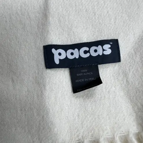 Pacas Baby Alpaca Scarf Ivory Soft Fringe Winter Accessory Women SEE DESCRIPTION White