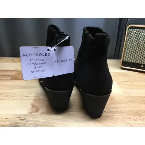 Aerosoles Brandi Women's 9.5 Black Wedge Heel Side Zip Round Toe Ankle Boots NWT