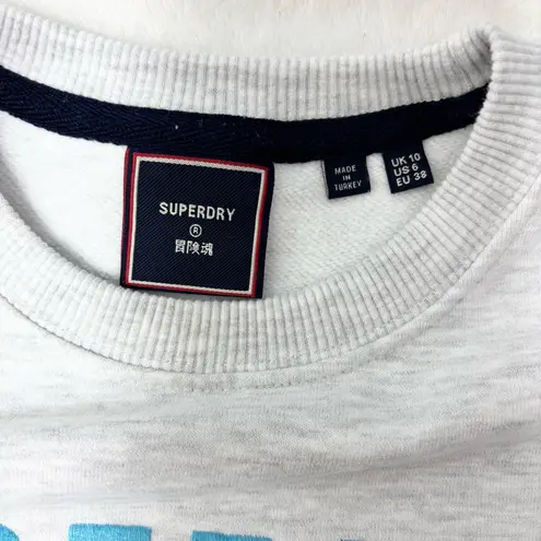 Superdry Light Gray Sweatshirt with Blue and Purple embroidered Logo Size 6