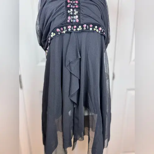 Seven7 Y2K Vintage Fairycore Goth Boho Top 14/16 Velvet Sequin Halter Whimsigoth