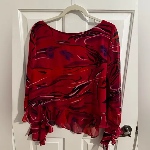 Phool Vintage 2 Piece Maxi Skirt Top Bohemian Ruffle Lined Red Purple Black XL