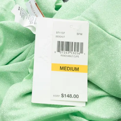 Becca - Glimmer One-Shoulder One Piece Swimsuit in Sparkling Lime Green