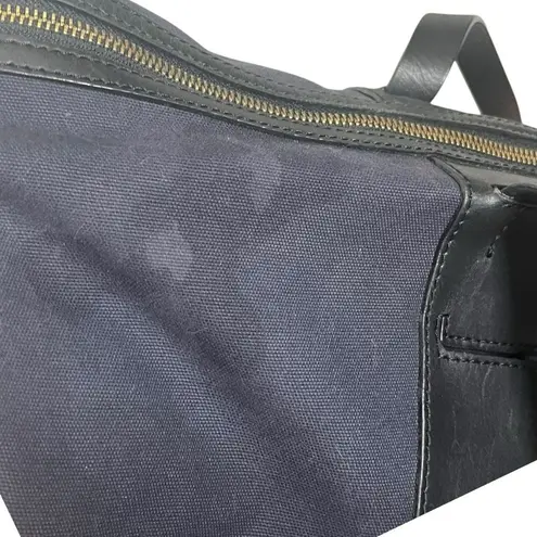 Cuyana Le Sud Weekender Bag Large Navy Canvas Black Leather Travel Tote Blue